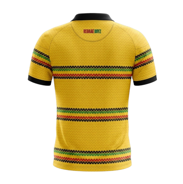 Camiseta Principal Jamaica 2026 da marca Velukz, com design colorido e detalhes que representam a seleção de futebol.
