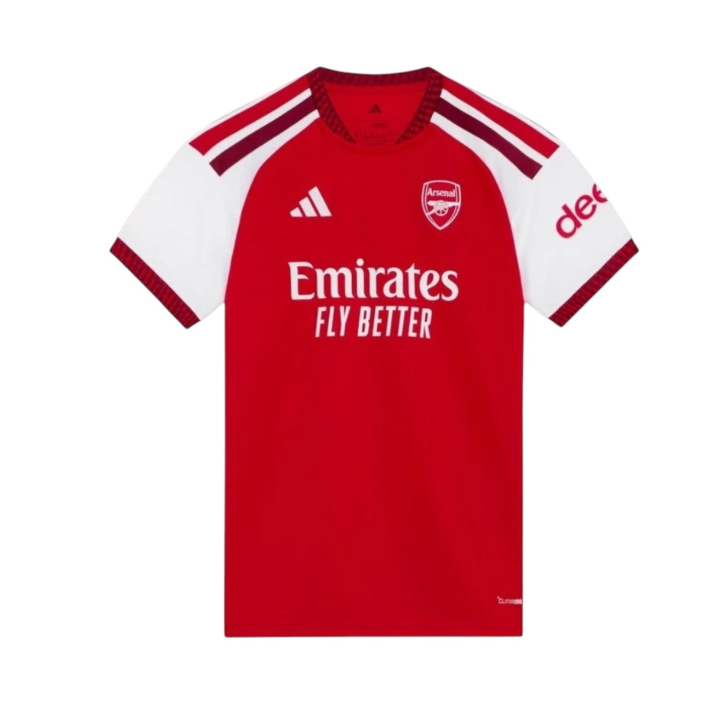 Camiseta principal feminina Arsenal Velukz, design com logo do time, feita de algodão confortável, modelo casual e esportivo.