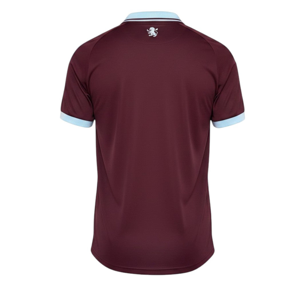 Camisa principal do Aston Villa 2026/27 da Velukz, camiseta de futebol com detalhes do time e logo na frente.