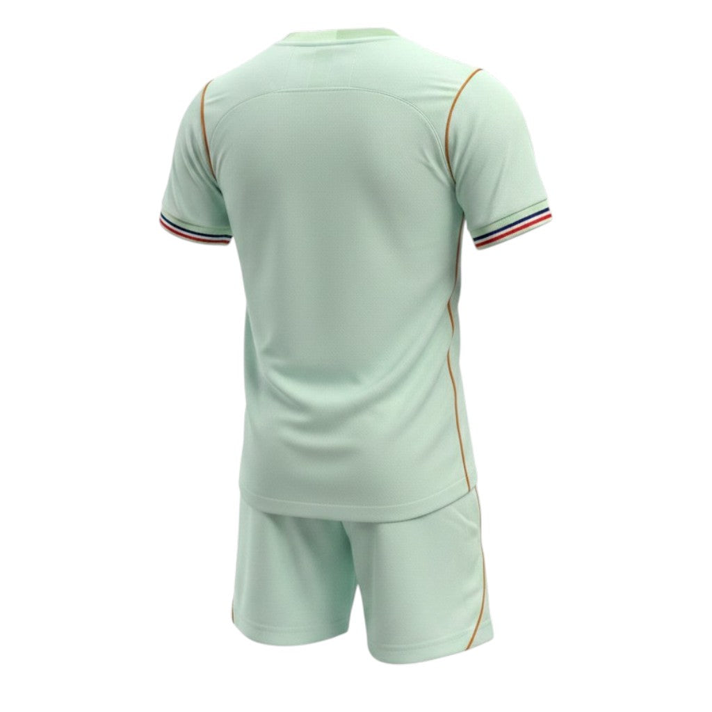 Kit criança Velukz França 2026 com camiseta e acessórios, ideal para fãs da seleção francesa de futebol.