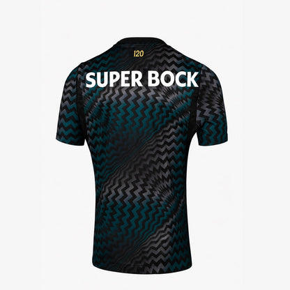 Camisola de goleiro Sporting 120 anos Velukz, camiseta retrô do time Sporting Lisboa com detalhes comemorativos.