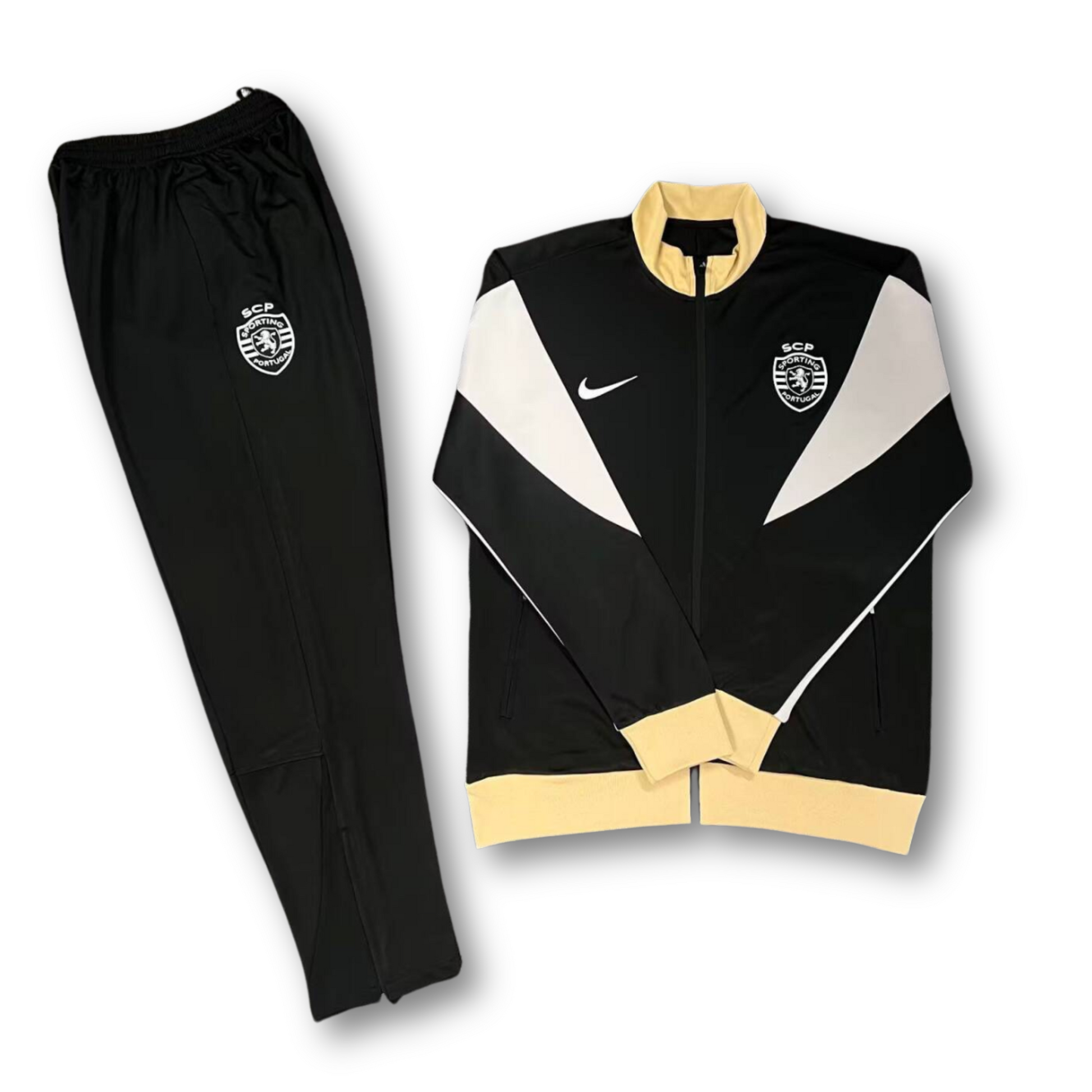 Kickeoffss Fato de Treino Sporting with full zipper, featuring a sporty design and breathable fabric for training sessions.