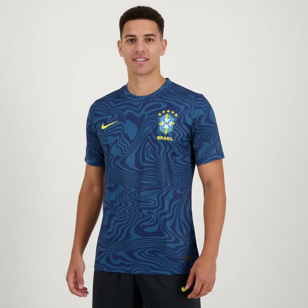 Blue Velukz T-Shirt Treino Brasil featuring a sporty design for training and casual wear.