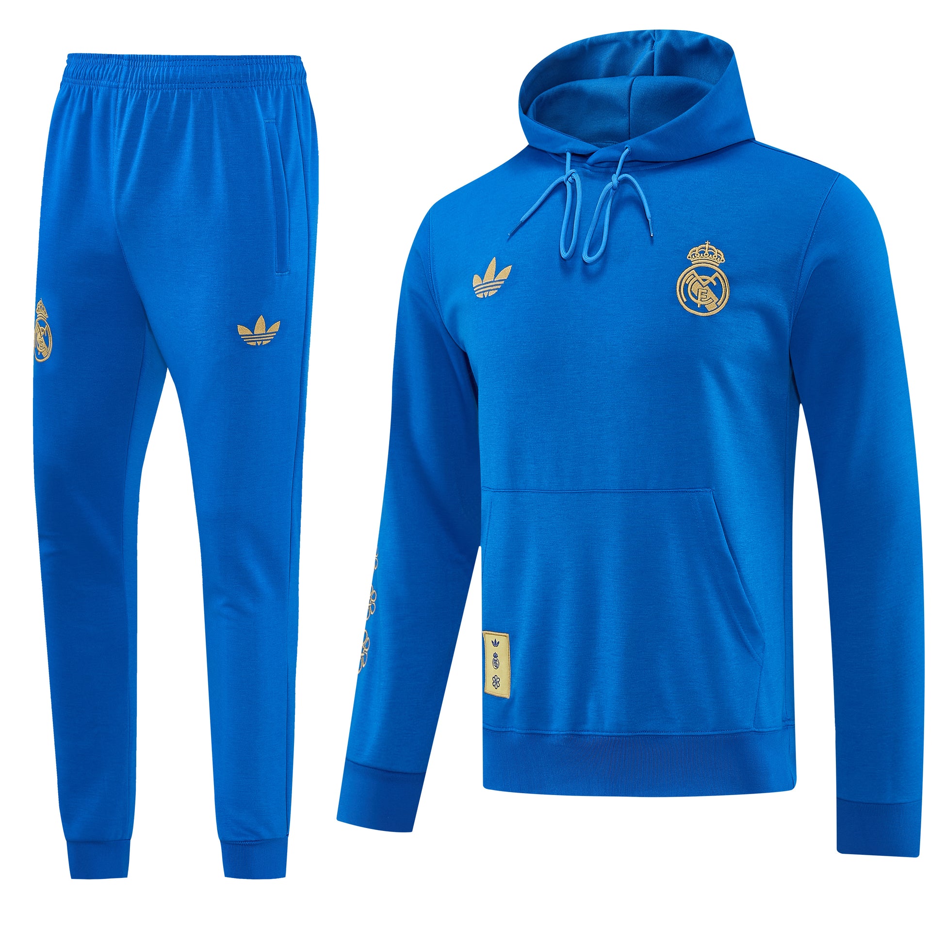 Conjunto de moletom do Real Madrid 26/27 da marca Velukz, em tecido confortável, com logotipo do clube na frente.