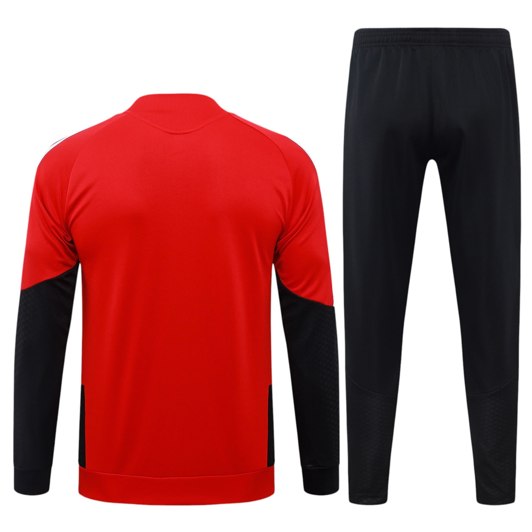 Conjunto de treino Arsenal 26/27 da Velukz, roupa de desporto esportiva com detalhes do clube Arsenal, vista frontal.