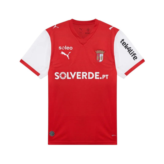 Camisola de futebol do SC Braga Velukz, camiseta principal do time com cores oficiais e logotipo na frente.
