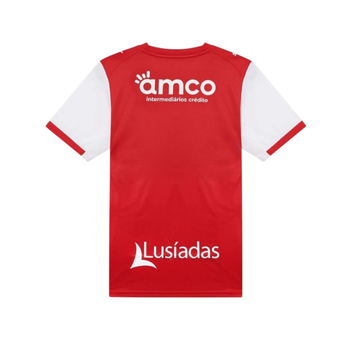 Camisola de futebol do SC Braga Velukz, camiseta principal do time com logo e cores do clube, vista frontal.