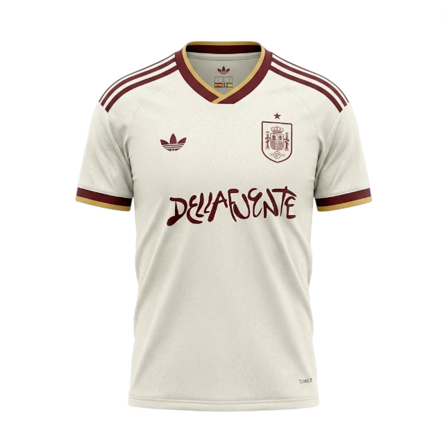 Camiseta Velukz Dellafuente Espanha 2026, camiseta de algodão com estampa temática do evento esportivo.