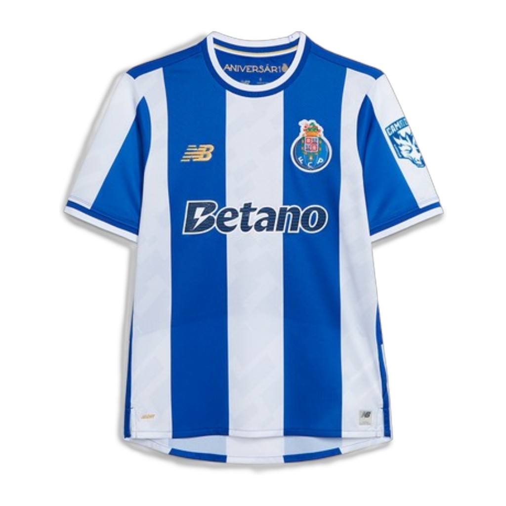 Camiseta principal do Porto 25/26 da Velukz, com logo do time e detalhes em azul e branco.