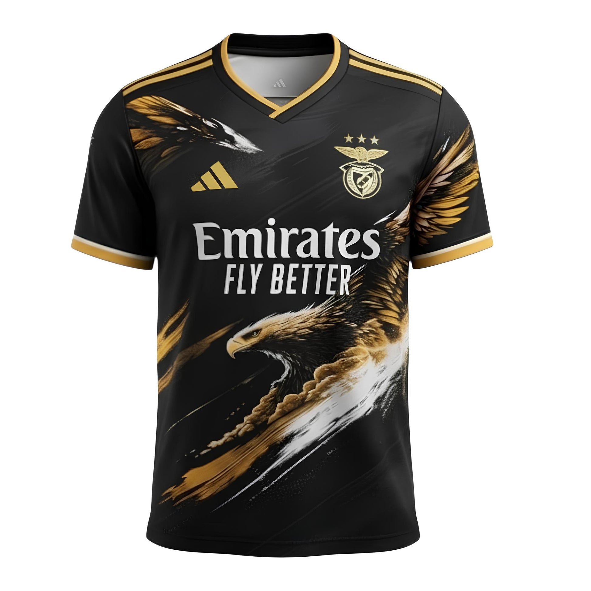 T-Shirt Especial Benfica da Velukz com design colorido e logotipo do clube, tecido confortável e corte casual.