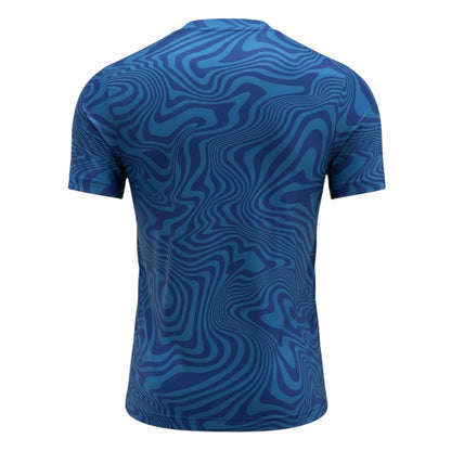 Blue Velukz T-Shirt Treino Brasil featuring a sporty design and vibrant colors, perfect for workouts and casual wear.