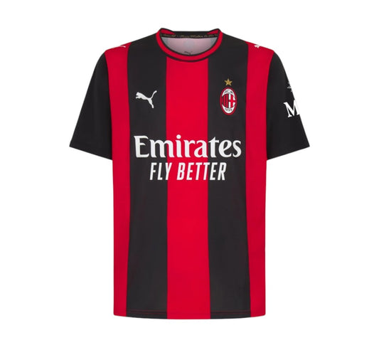 Camisa principal do AC Milan 2026/2027 da Velukz, camiseta de futebol com detalhes do time e cores tradicionais.