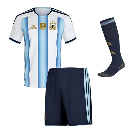 Camiseta infantil Velukz Brasil principal Argentina 2026, com detalhes do time e cores tradicionais, roupa para crianças.