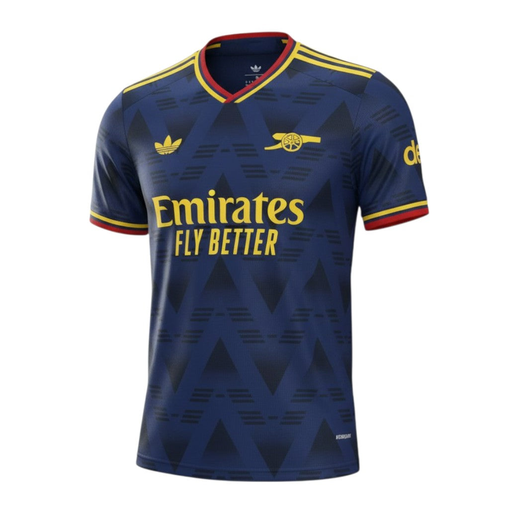 Camisa T-Shirt Alternativa Arsenal 26/27 da Velukz, com detalhes do clube e cores tradicionais, vista frontal.