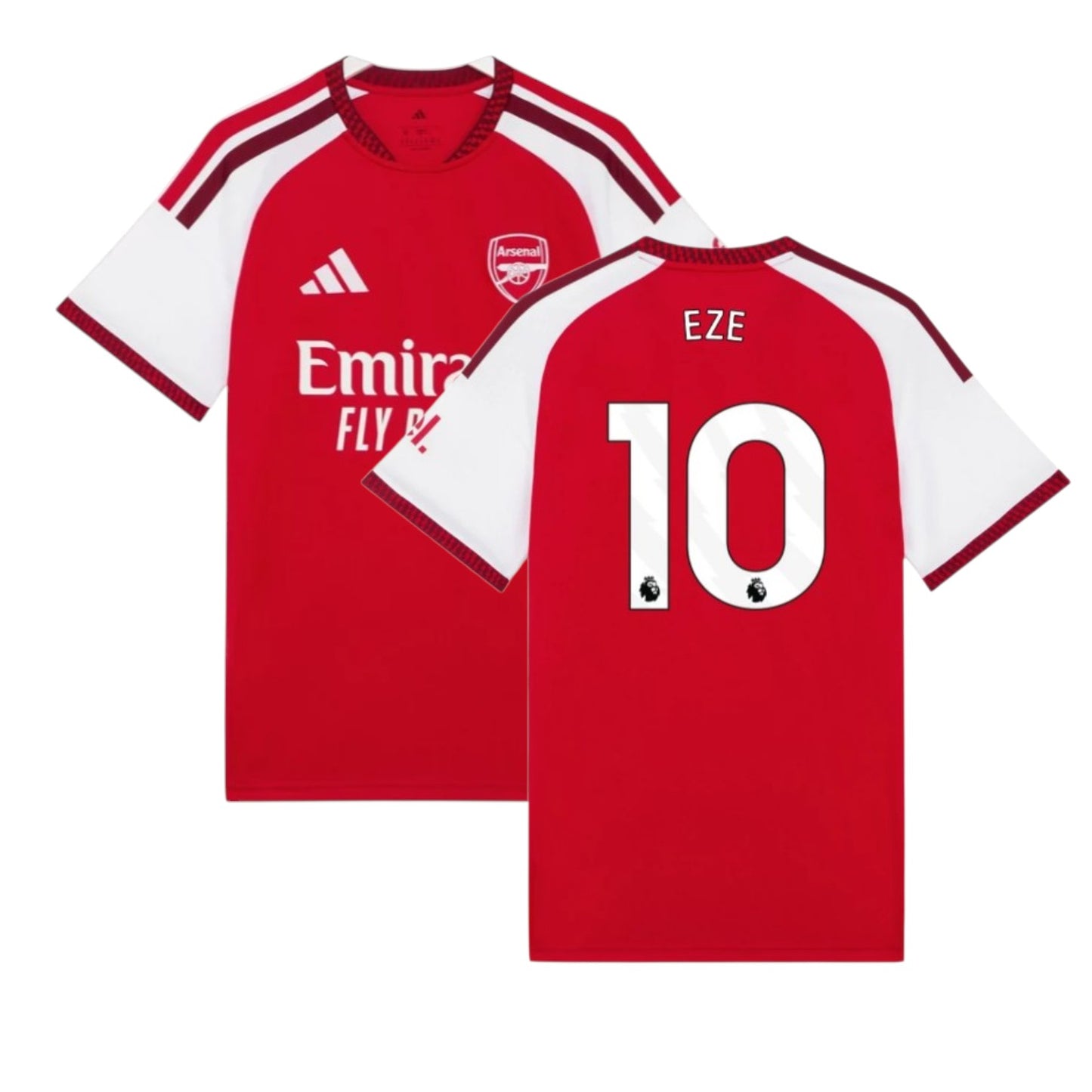 Camisa T-Shirt Principal Arsenal 26/27 Eze da Velukz, camiseta de time com detalhes do jogador e cores do clube Arsenal.