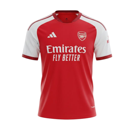 Camisa T-Shirt Principal Arsenal 26/27 da Velukz, com detalhes do escudo do Arsenal, em tecido azul com logotipo na frente.