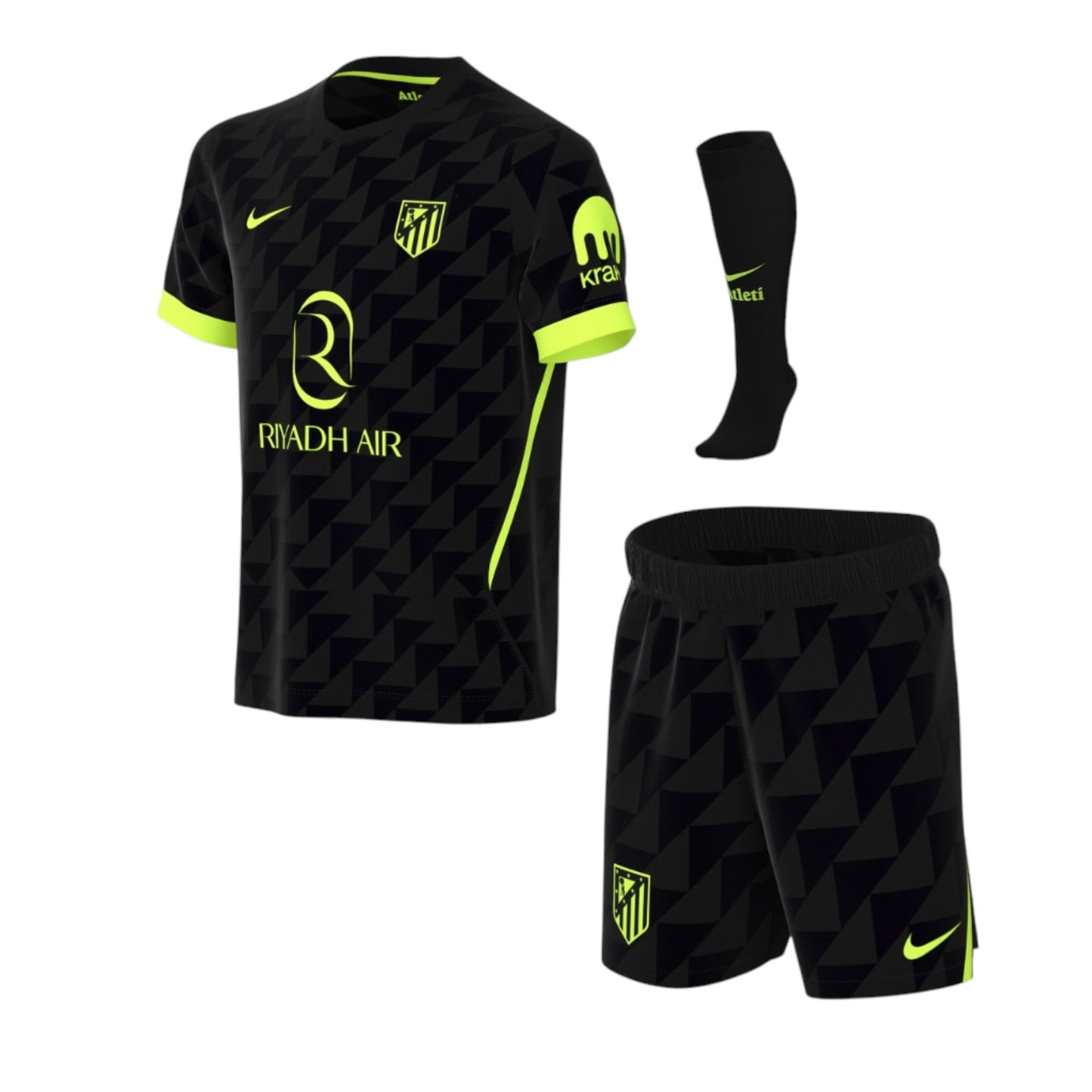 Kit criança Atlético Madrid Velukz, uniforme azul e branco com escudo do time, para crianças tamanho 26/27