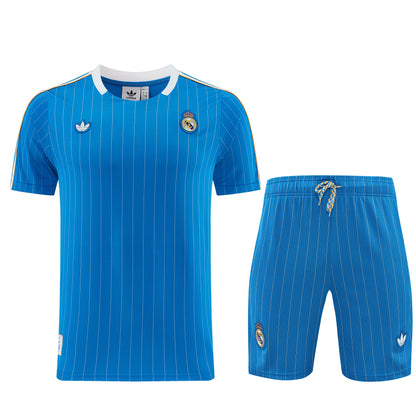 Conjunto Velukz LifeStyle Real Madrid, roupa casual com logótipo do clube, para fãs de futebol.