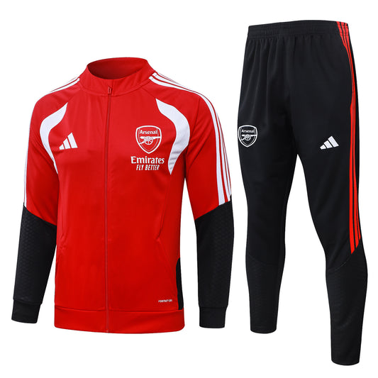Conjunto de treino Arsenal Velukz 26/27, roupa esportiva de alta qualidade, com detalhes do uniforme de futebol.