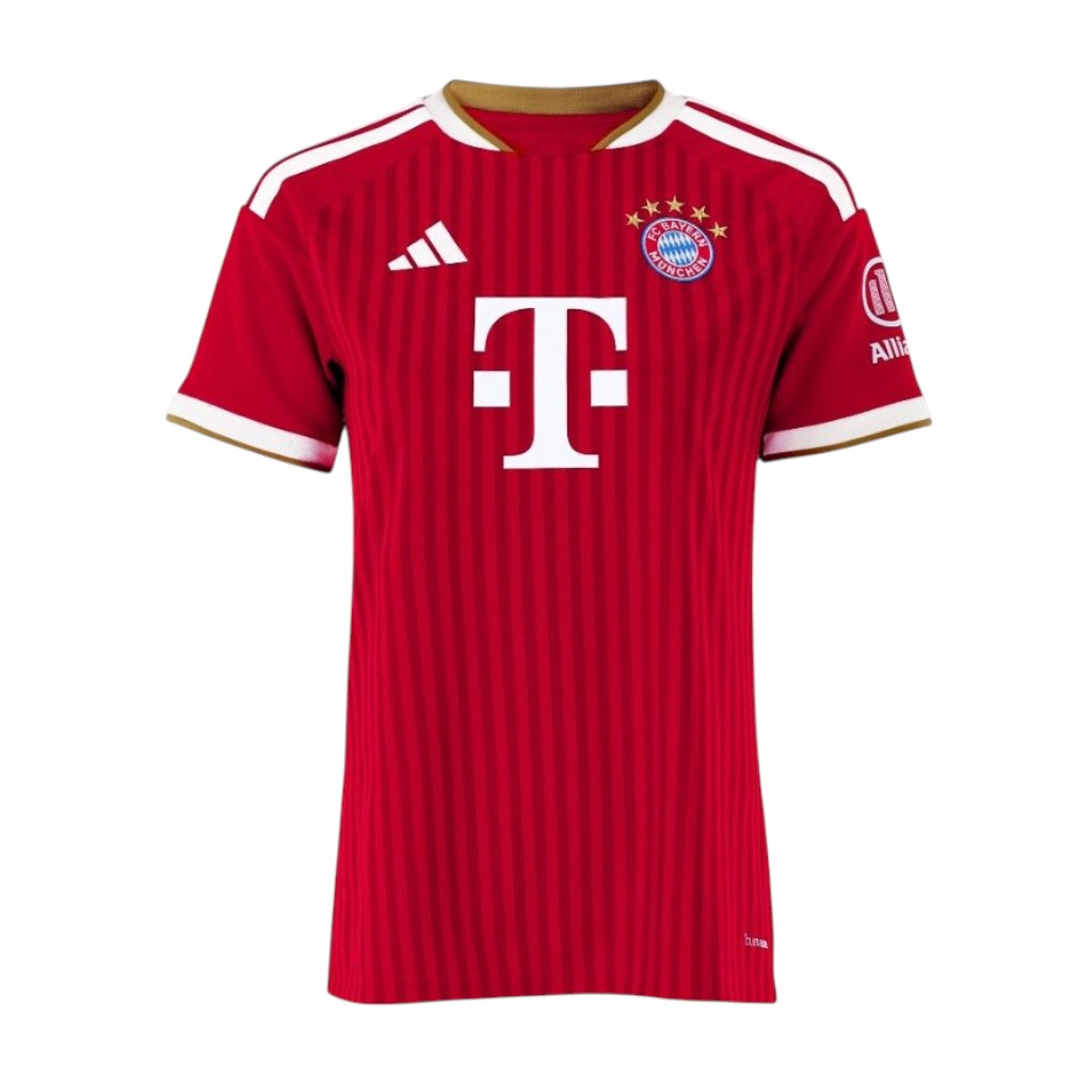 Camisa feminina Velukz do Bayern de Munique 2026/2027, estampa do time e detalhes do design na frente.