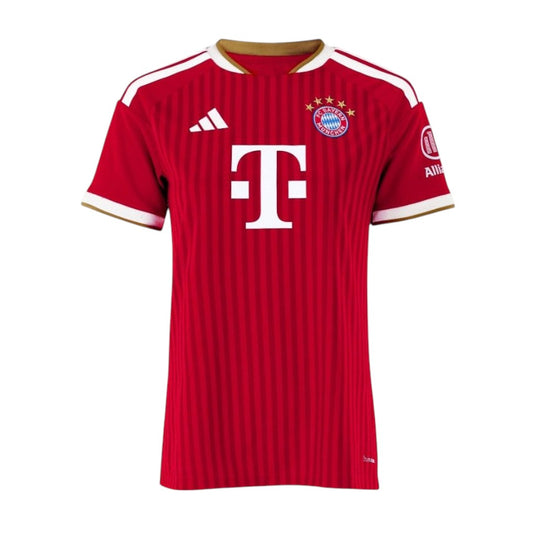 Camisa feminina Velukz do Bayern de Munique 2026/2027, estampa do time e detalhes do design na frente.