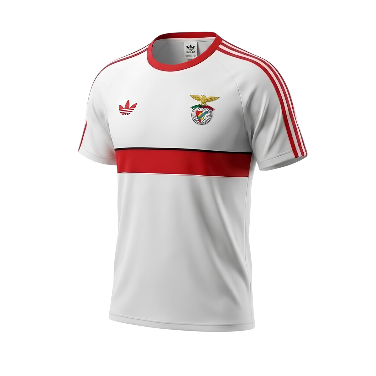 Camisola Benfica 26-27 Retro da Velukz, t-shirt de futebol clássica com detalhes históricos, vista frontal na imagem.