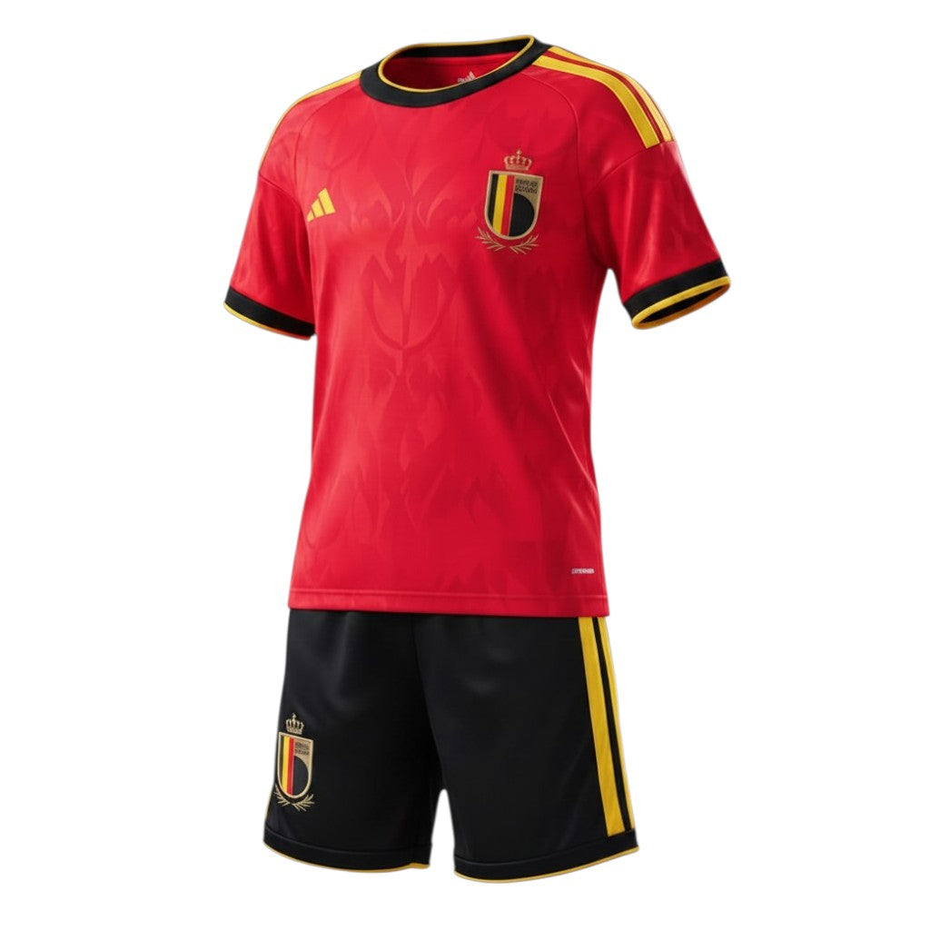 Kit criança Velukz Bélgica 26/27 com sapatos esportivos em couro branco e detalhes azuis, perfeito para crianças.