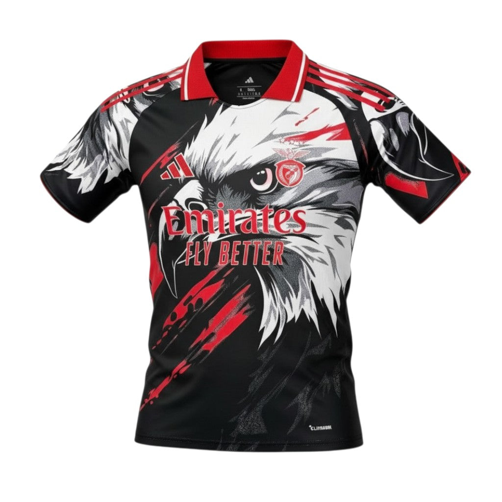 Camisa T-Shirt Especial Benfica da Velukz, com logotipo do clube, em tecido confortável e design colorido.