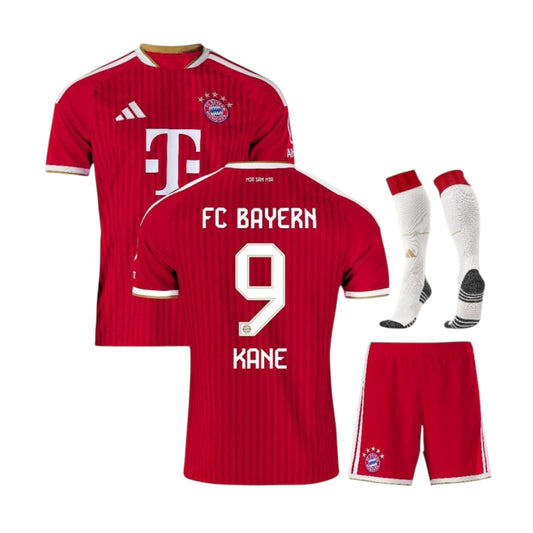 Kit criança Bayern Munique Kane 26/27 da Velukz, camiseta e calções do time de futebol para crianças.