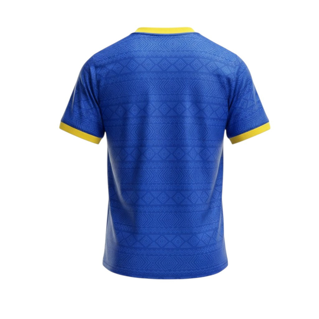 Camiseta Velukz Brasil 2026, t-shirt preta com logo e detalhes do Mundial de futebol 2026, vista frontal.