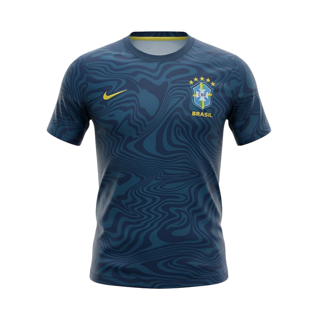 Blue Velukz T-Shirt Treino Brasil with a sporty design, featuring Brazil's colors and logo on the front.