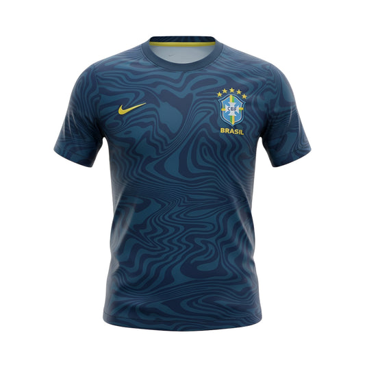 Blue Velukz T-Shirt Treino Brasil with a sporty design, featuring Brazil's colors and logo on the front.