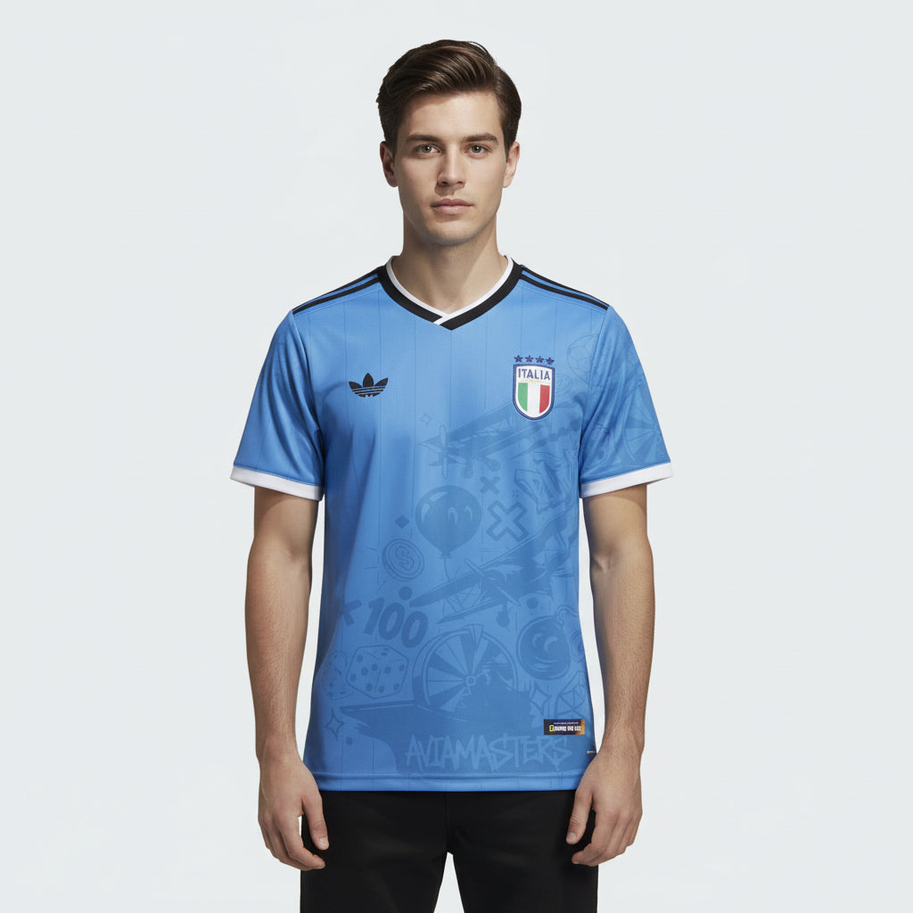 T-Shirt Azul Itália - Kickeoffss