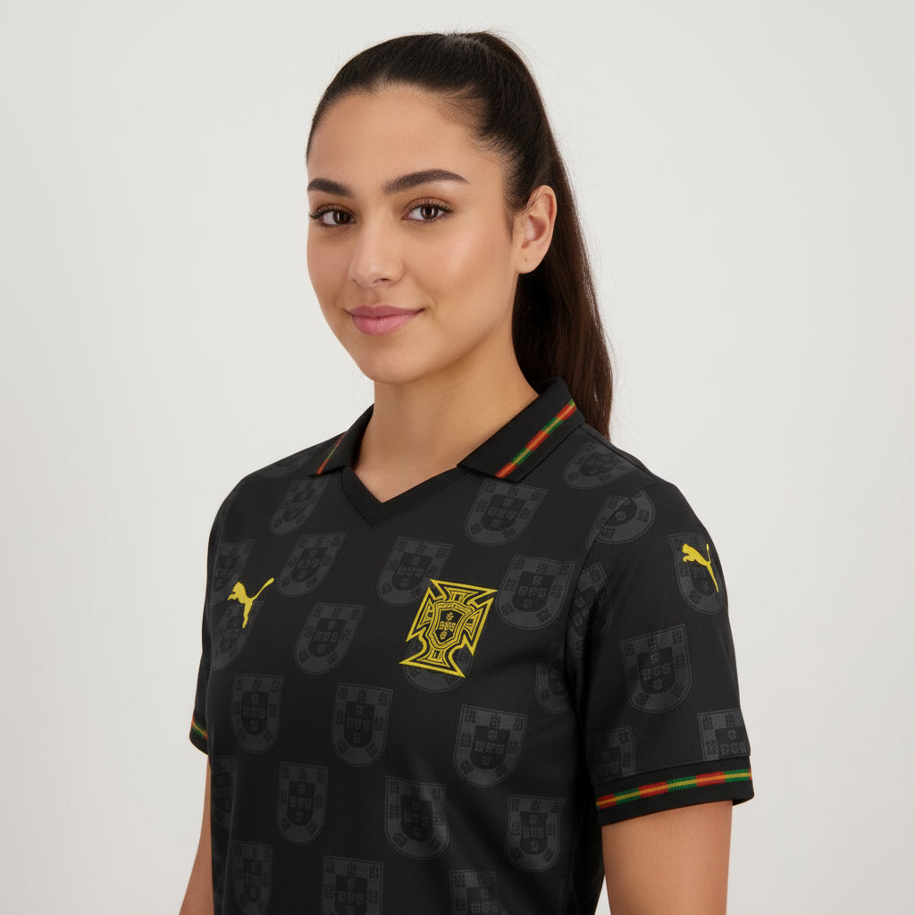 T-Shirt Pantera Negra Portugal Mulher - Kickeoffss
