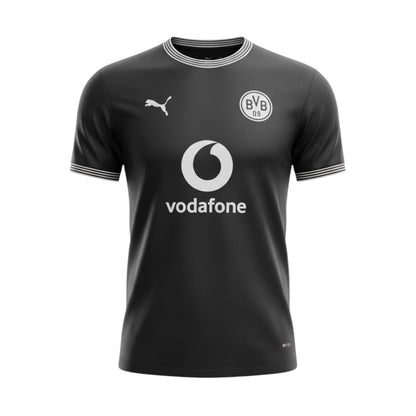Camisola especial do Borussia Dortmund da marca Velukz, com detalhes do clube e cores tradicionais, vista de frente.
