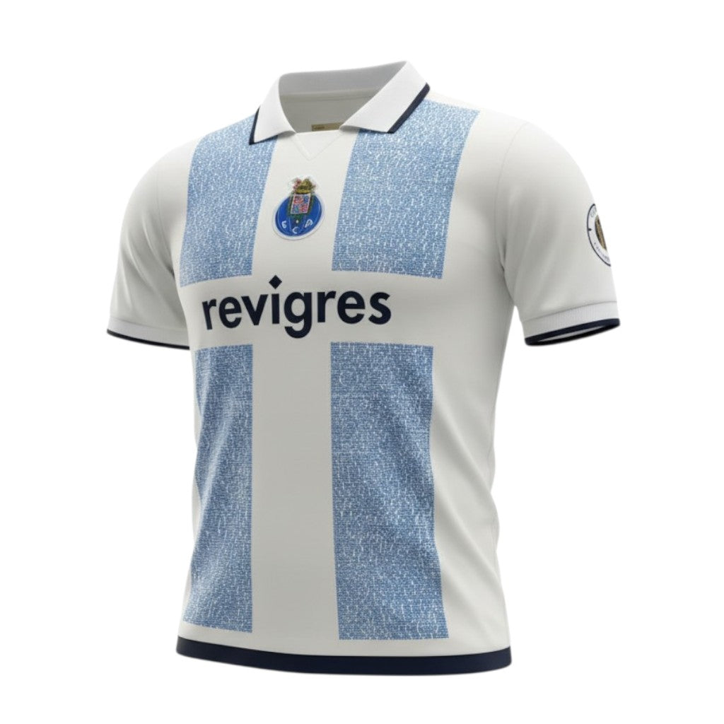 Camiseta especial do FC Porto da marca Velukz, com o logotipo do clube e detalhes em azul e branco.