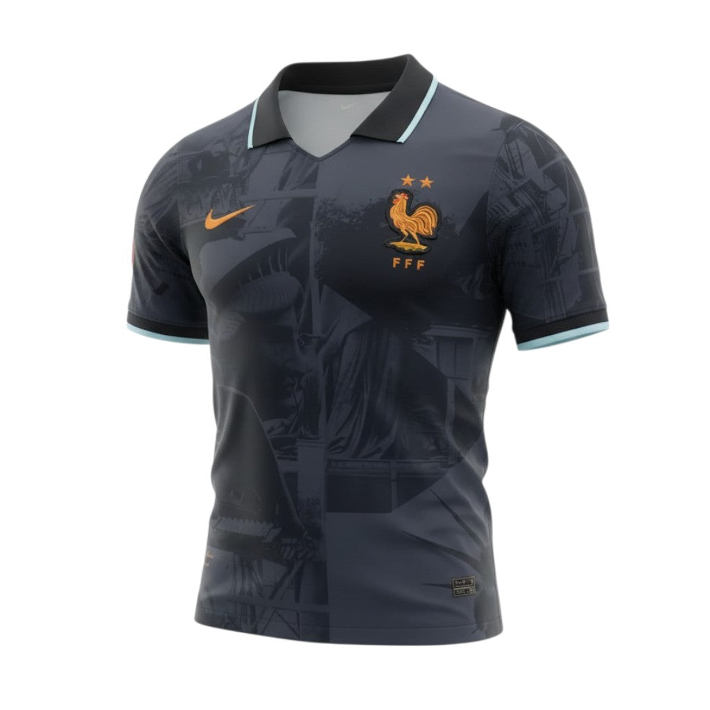 T-Shirt Velukz França, confortável e com design especial, exibindo elementos da bandeira francesa em tecido de algodão.