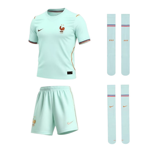 Camiseta infantil Velukz Kit Criança Alternativa França 2026, com detalhes do design do produto na imagem.