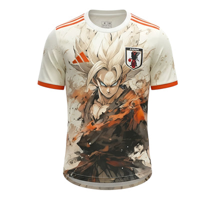 Camiseta Velukz Japão 2025 com design de Goku, personagem de anime, em estilo vibrante e detalhes visuais destacados.