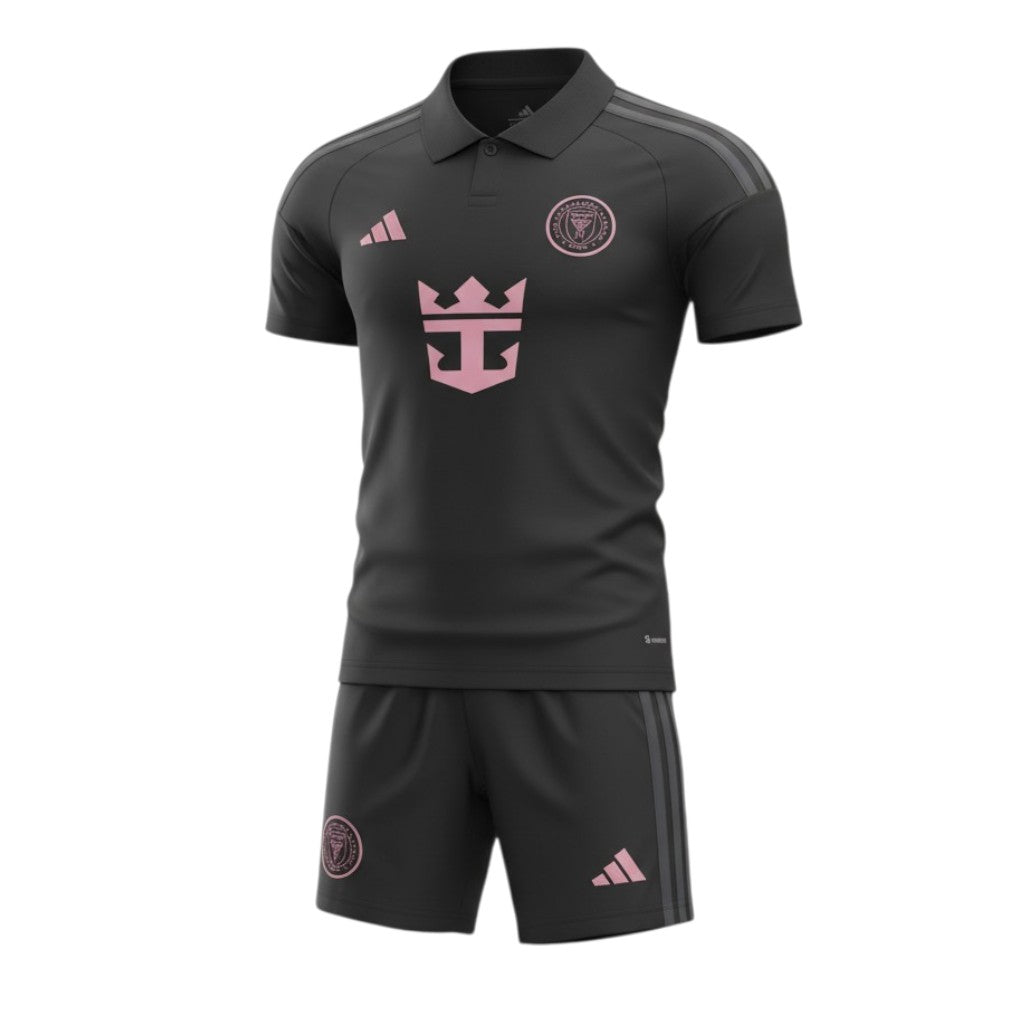 Conjunto de criança Velukz Inter Miami 26/27, kit de futebol com camisola e calções para jovens fãs de futebol.