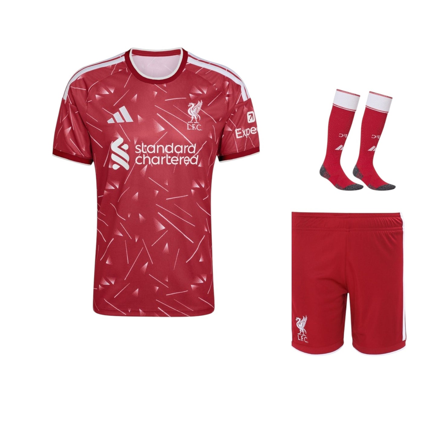 Camiseta infantil Velukz do Liverpool com detalhes em azul e branco, tamanho 26/27, ideal para crianças fãs do time.