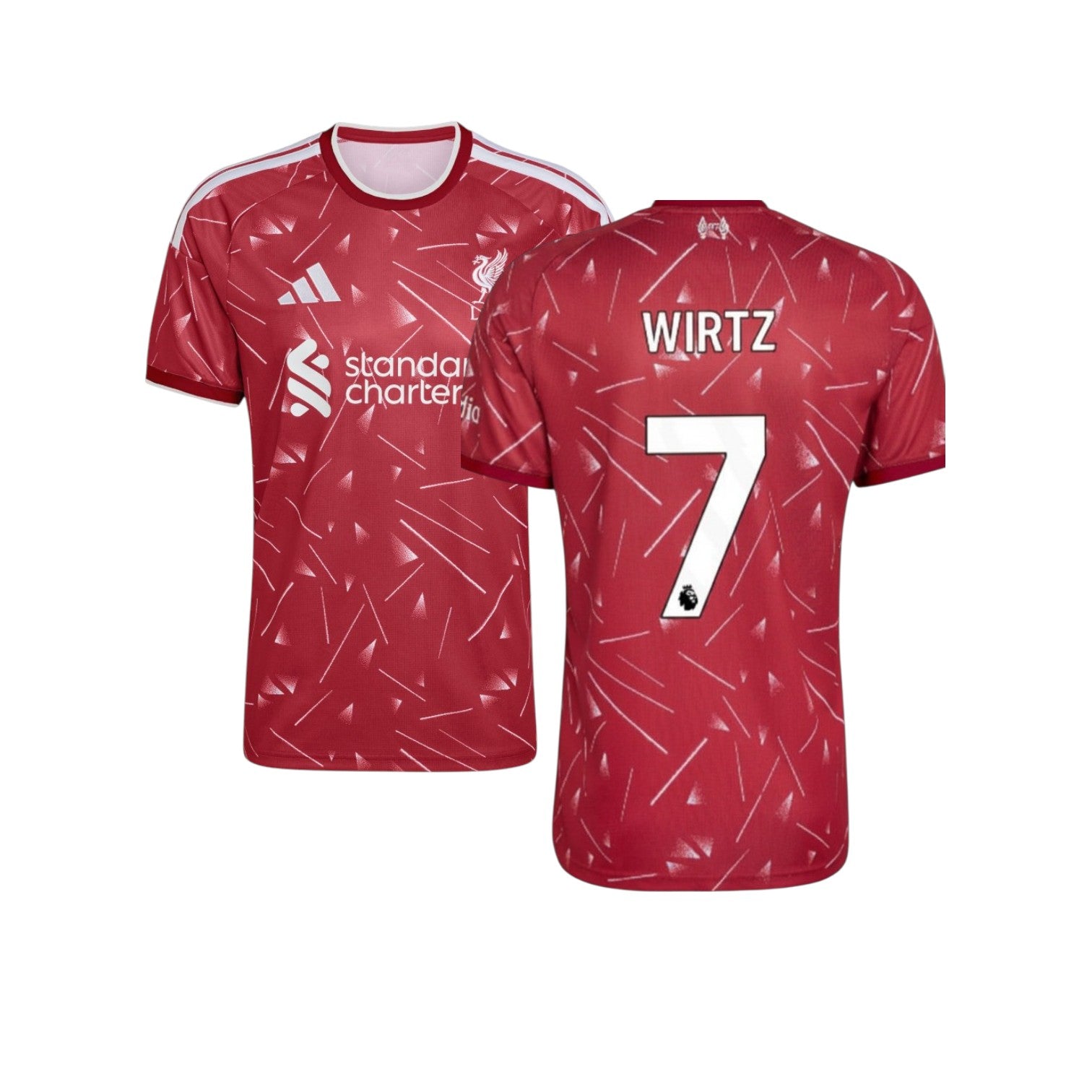 Camisa T-Shirt Principal Liverpool 26/27 WIRTZ da Velukz, camiseta branca com logotipo do Liverpool, estilo esportivo.