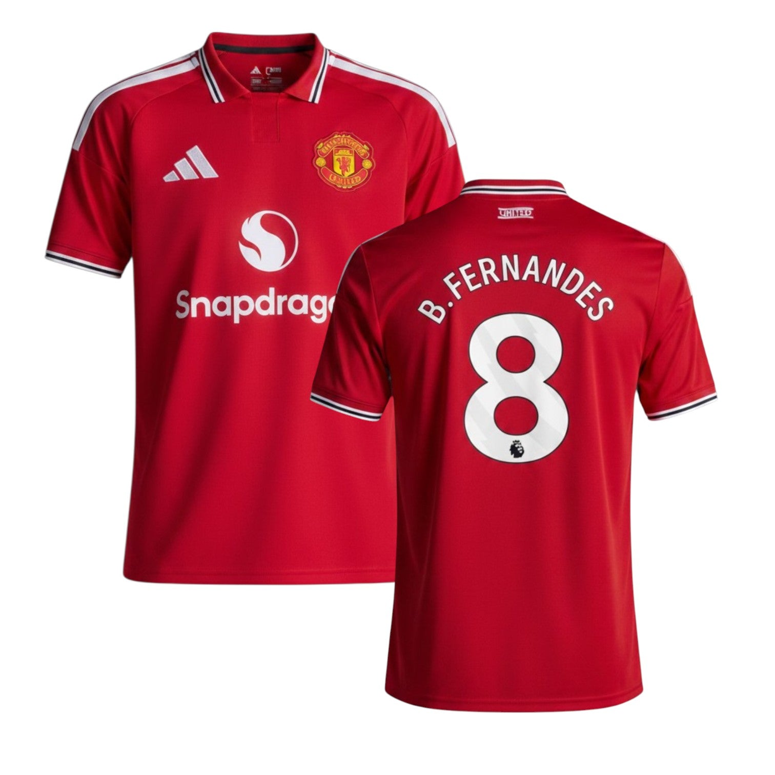 Camisa principal do Manchester United 2026/27 com Fernandés, feita pela Velukz, vista de frente, em detalhes na imagem.
