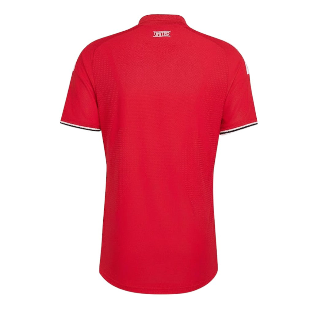 Camiseta principal feminina do Manchester United 26/27 da marca Velukz, vista frontal com detalhes do time.