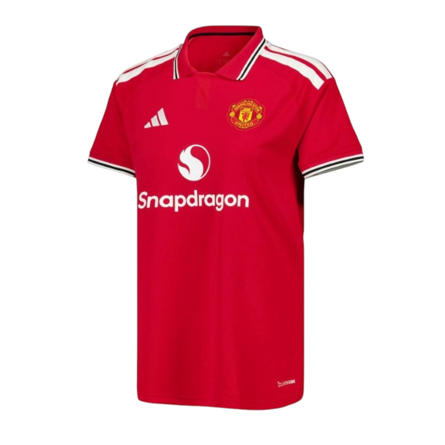 Camisa feminina do Manchester United 26/27, T-Shirt Velukz, com detalhes do time, vista frontal em tecido confortável