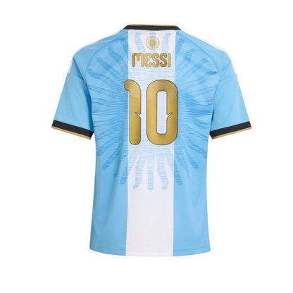 Camisola Messi Despedida Velukz, camiseta branca com detalhes gráficos relacionados ao jogador de futebol Messi.