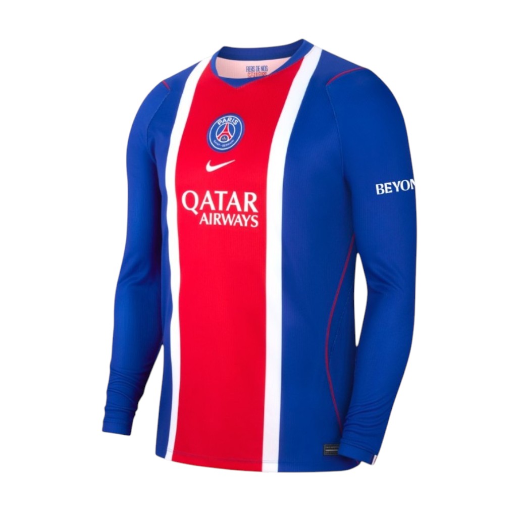 Camisa T-Shirt principal do PSG de manga comprida da marca Velukz, com detalhes do time e design esportivo.
