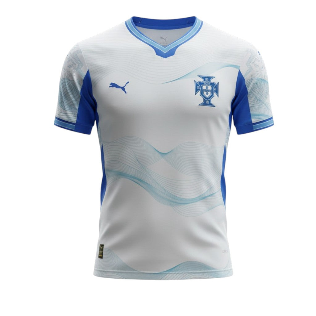Camisola T-Shirt Velukz Portugal com design especial, cor branca e estampa do país, vestuário casual para fãs de Portugal