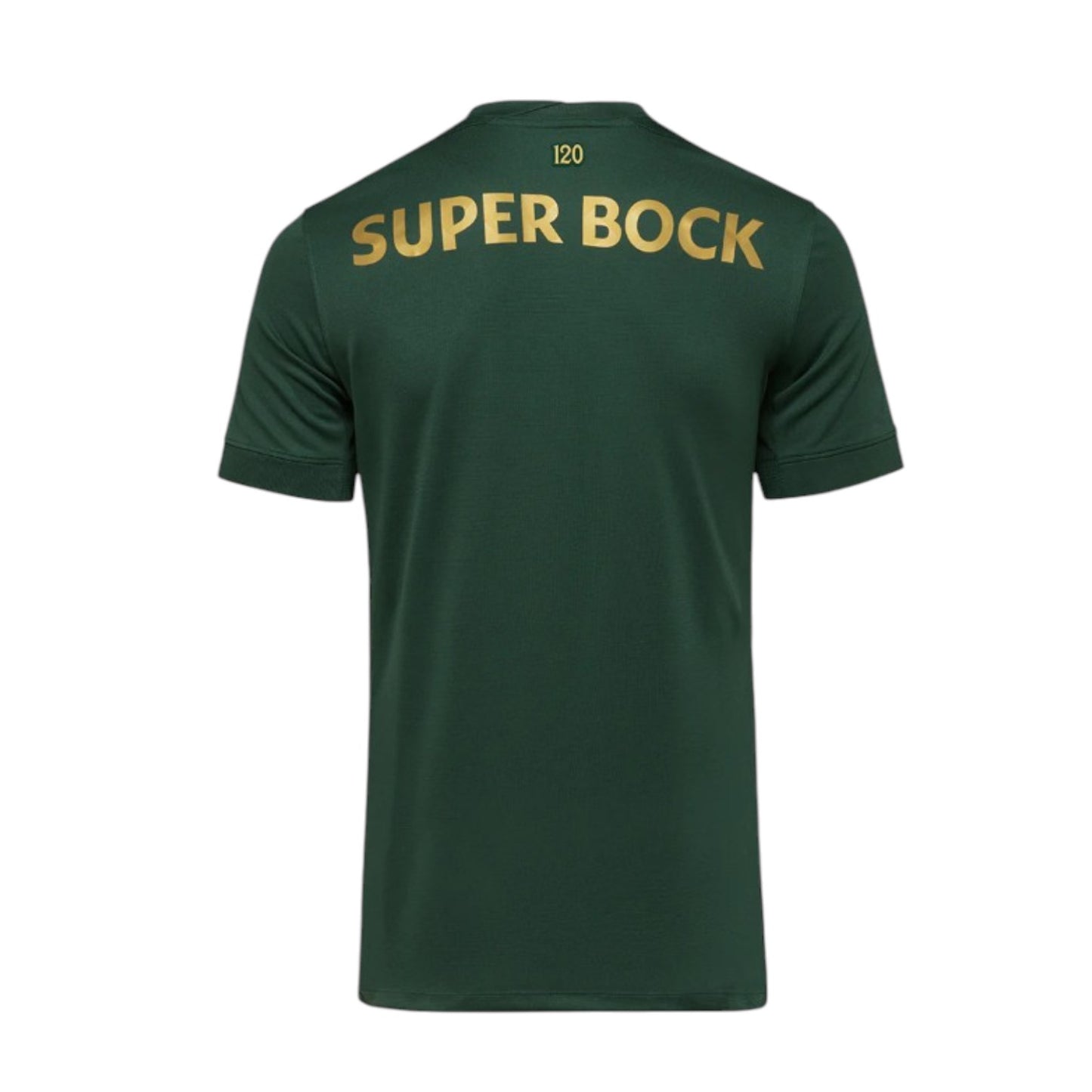 Camisola T-Shirt Sporting 120 anos Velukz, com detalhes comemorativos, em cores verdes e brancas, para fãs do Sporting.